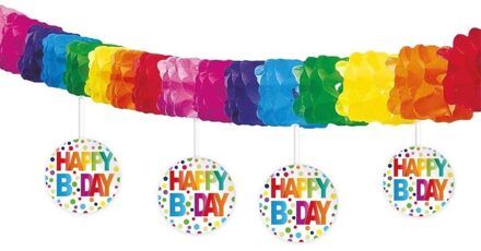 Set van 2x stuks happy B-day verjaardag papieren slingers van 4 meter - Happy Birthday thema party