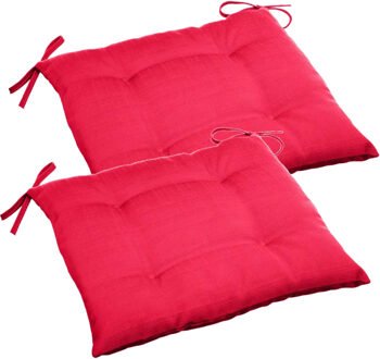 Set van 2x stuks hesperide tuinstoelkussen - rood - uv-bestendig - 40 x 4 cm