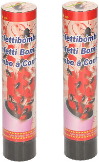 Set van 2x stuks horror confetti kanon/shooter met nep kakkerlakken 20 cm - Confetti Multikleur