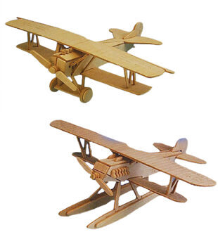 Set van 2x stuks houten bouwpakket speelgoed vliegtuigen