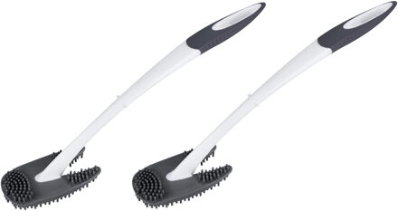 Set van 2x stuks hygienische wc-borstels/toiletborstels grijs/wit 40 cm van rubber/silicone