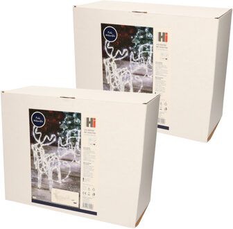 Set van 2x stuks kerstverlichting Led figuren voor buiten rendier met slee 160 leds helder wit