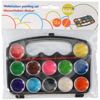 Set van 2x stuks kinder waterverf setje van 12 kleuren