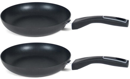 Set van 2x stuks koekenpan - hapjespan - gusto - d20 cm - zwart - aluminium - anti-aanbak laag