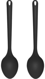 Set van 2x stuks kookgerei zwarte opscheplepels van plastic - Opscheplepels
