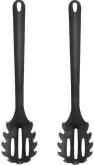Set van 2x stuks kookgerei zwarte pasta/spaghetti opscheplepels van plastic - Opscheplepels