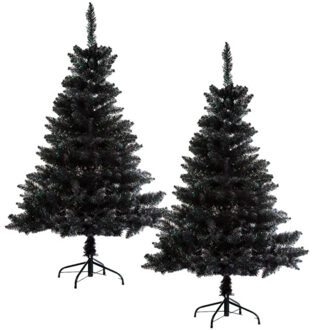 Set van 2x stuks kunst kerstbomen/kunstbomen zwart H150 cm - Kunstkerstboom