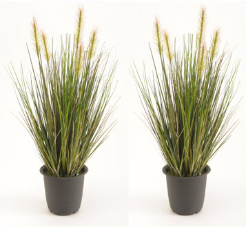 Set van 2x stuks kunstplanten groen gras sprieten 45 cm. - Kunstplanten