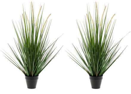 Set Van 2x Stuks Kunstplanten Groen Gras Sprieten 69 Cm. - Kunstplanten