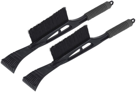 Set van 2x stuks kunststof ijskrabber/raamkrabber zwart/grijs met borstel 53 cm