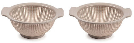 Set van 2x stuks kunststof vergieten taupe 27 x 24 x 10 cm
