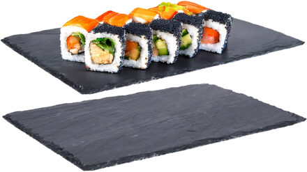 Set van 2x stuks leisteen serveerplank voor voedsel en hapjes 30 x 20 cm