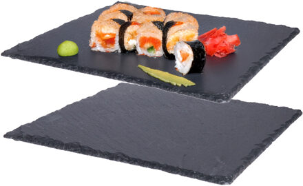 Set van 2x stuks leisteen serveerplank voor voedsel en hapjes 30 x 30 cm