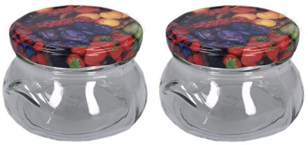 Set van 2x stuks luchtdichte weckpotten/jampotten transparant glas 300 ml - Weckpotten