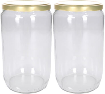 Set van 2x stuks luchtdichte weckpotten/jampotten transparant glas 720 ml - Weckpotten