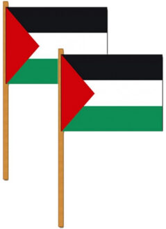 Set van 2x stuks luxe zwaaivlag/handvlag Palestina thema 30 x 45 cm - Landen thema versiering artikelen