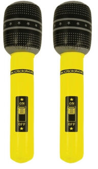 Set van 2x stuks neon gele opblaasbare microfoon 40 cm