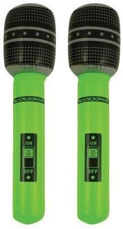 Set van 2x stuks neon groene opblaasbare microfoon 40 cm