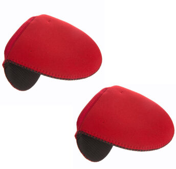 Set van 2x stuks neopreen ovenwant/ovenhandschoen zwart/rood 13,5 x 11 cm