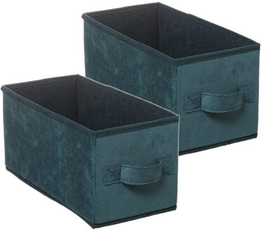 Set van 2x stuks opbergmand/kastmand 7 liter petrol groen polyester 31 x 15 x 15 cm - Opbergmanden