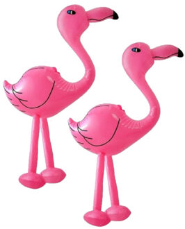 Set van 2x stuks opblaasbare dieren flamingos 60 cm