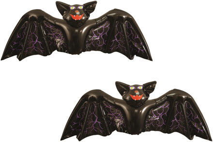 Set van 2x stuks opblaasbare horror griezel vleermuis zwart 130 cm