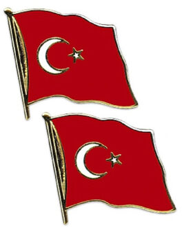 Set van 2x stuks pin broche supporters speldje van Vlag Turkije 20 mm