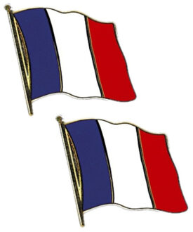 Set van 2x stuks pin speldje broche Vlag Frankrijk 2 cm