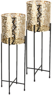 Set van 2x stuks plantenpot goud op metalen standaard - 45 cm hoogte