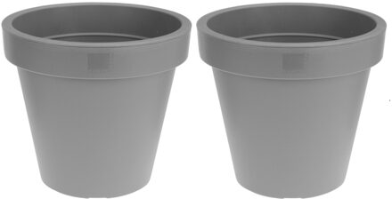 Set van 2x stuks plantenpotten/bloempotten grijs 50 cm - Plantenpotten