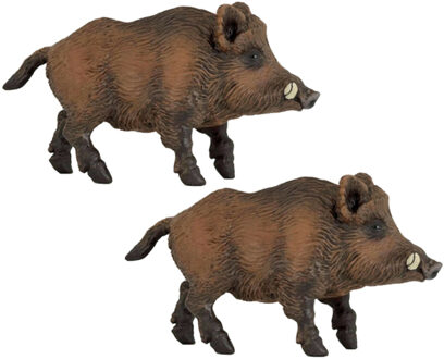 Set van 2x stuks plastic speelgoed figuur wild zwijn 9,5 cm - Action products