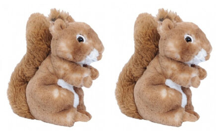 Set van 2x stuks pluche eekhoorn knuffels bruin 20 cm
