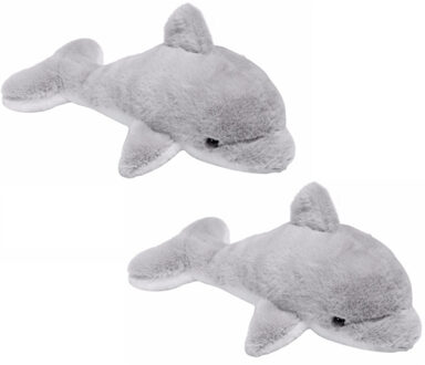 Set van 2x stuks pluche grijze dolfijnen knuffels 20 cm - Zeedieren knuffelbeesten