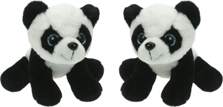 Set van 2x stuks pluche knuffel dieren Panda beer van 25 cm