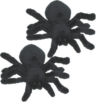 Set van 2x stuks pluche knuffel dieren Tarantula spin van 20 cm - Knuffeldier Multikleur