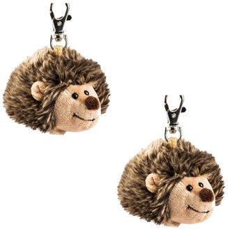 Set van 2x stuks pluche mini egel Iggy knuffel sleutelhanger 10 cm - Pluche dieren cadeau knuffels/knuffeltjes voor kinderen