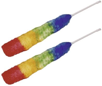 Set van 2x stuks plumeaus/dusters synthetisch 70 cm gekleurd