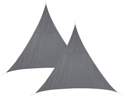 Set van 2x stuks polyester schaduwdoek/zonnescherm Curacao driehoek grijs 2 x 2 x 2 meter
