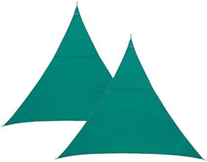 Set van 2x stuks polyester schaduwdoek/zonnescherm Curacao driehoek mint groen 2 x 2 x 2 meter
