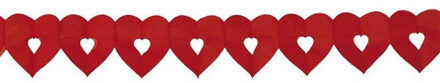Set van 2x stuks rode hartjes thema feest slingers van 6 meter - Valentijn of Love thema feestartikelen