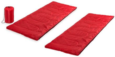 Set van 2x stuks rode kampeer 1 persoons slaapzakken dekenmodel 75 x 185 cm - Kamperen en outdoor artikelen kampeerslaapzakken