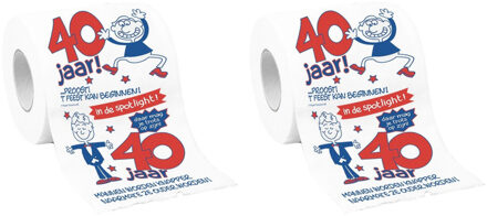 Set van 2x stuks rollen toiletpapier 40 jaar man verjaardagscadeau decoratie/versiering