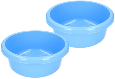 Set van 2x stuks ronde afwasteiltjes / afwasbakken blauw 6,2 liter