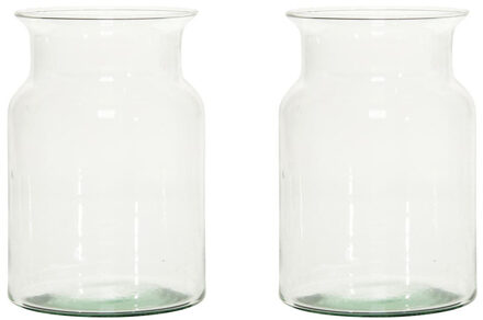 Set van 2x stuks ronde vazen van glas 19 x 12 cm