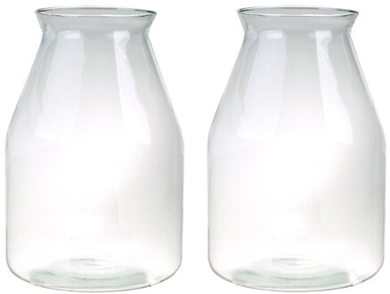 Set van 2x stuks ronde vazen van glas 35 x 24 cm