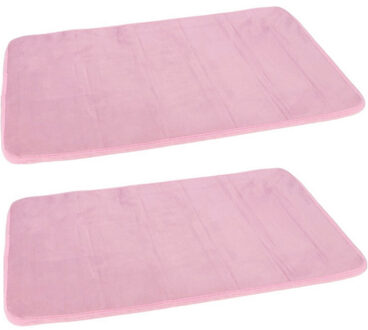 Set van 2x stuks roze sneldrogende badmat 40 x 60 cm rechthoekig
