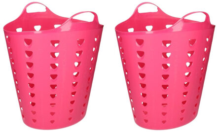 Set van 2x stuks roze wasmand flexibel 47 cm - Wasmanden