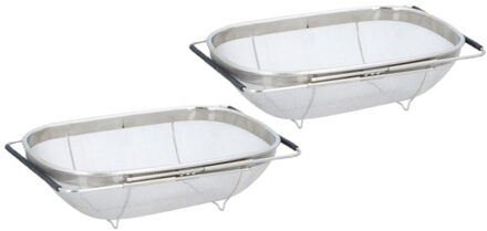 Set van 2x stuks RVS keuken vergiet/zeef uitschuifbaar 35 cm
