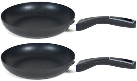 Set van 2x stuks san ignacio koekenpan gusto - d22 cm - anti-aanbak laag - hapjespan - zwart - alumi