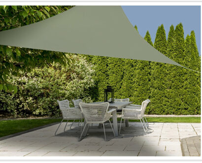 Set van 2x stuks schaduwdoeken/zonneschermen driehoek groen 3,6 x 3,6 x 3,6 meter